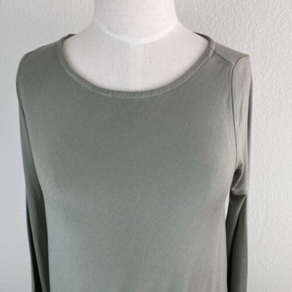 Free People Beach Long Sleeve Draped Side Open Leg Olive Green MIDI Dress Small  - Picture 6 of 9